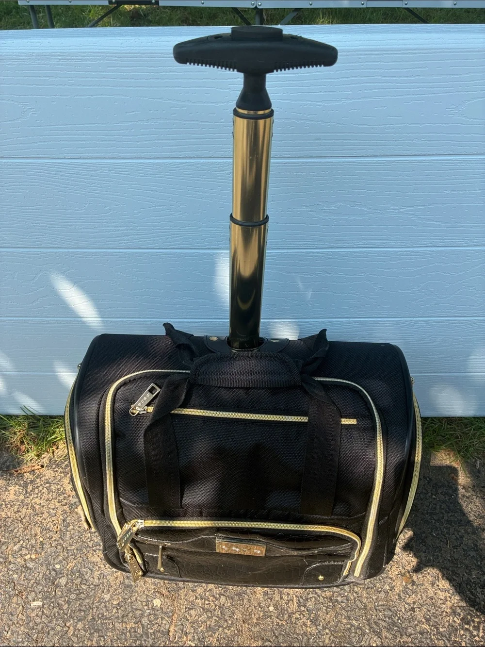 bebe Danielle Wheeled Underseater Carry-On Luggage Black Croc